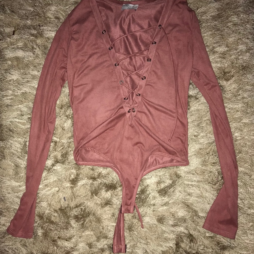 suede blush bodysuit